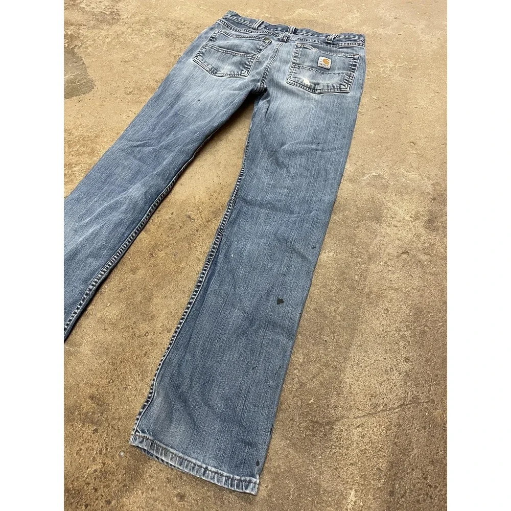 Carhartt 102804 M49‎ Jeans Mens 32x32 Medium Wash Blue Relaxed Stretch Zip Fly